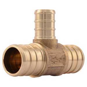 SharkBite UC412LFA10 Reducing Pipe Tee, 3/4 x 1/2 in, Barb, Brass, 200 psi Pressure