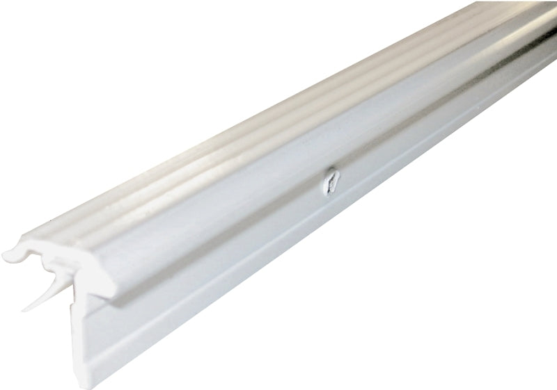 M-D 69962 Astragal Weatherstrip with Vinyl Insert, 3/4 in W, 7/8 in Thick, 84 in L, Aluminum, White