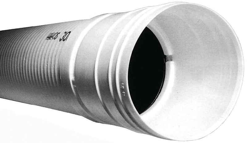 ADS 3550010 Triple-Wall Pipe, 3 in, 10 ft L, Bell x Spigot, White