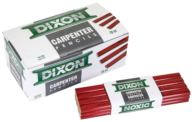 Dixon Ticonderoga 14100 Carpenter Pencil, Black/Red, 7 in L