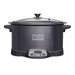 Weston 03-2500-W 2-in-1 Indoor Smoker and Slow Cooker, 6 qt, 120 V, 370 W, Digital Control