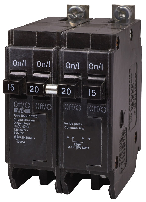 Eaton BQLT15220 Replacement Classic Circuit Breaker, Quad Type BQL, 15 to 20 A, 4-Pole, 120/240 VAC, Independent Trip