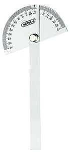 General 18 Round Head Protractor, 0 to 180 deg, Stainless Steel