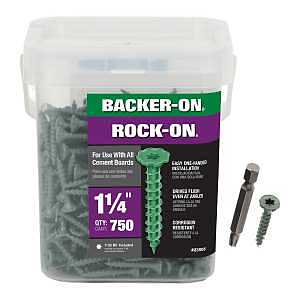 Backer-On Rock-On 23505 Cement Board Screw, #9 Thread, 1-1/4 in L, Hi-Lo Thread, Serrated Head, Star Drive, Sharp Point