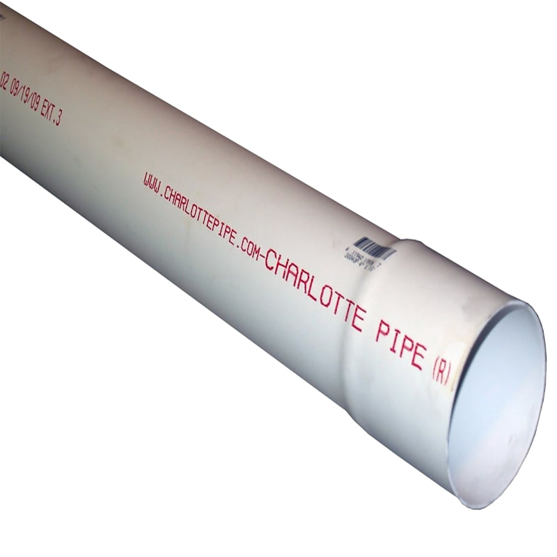 Charlotte Pipe PVC 30060 0600 Drain Pipe, 6 in, 10 ft L, PVC