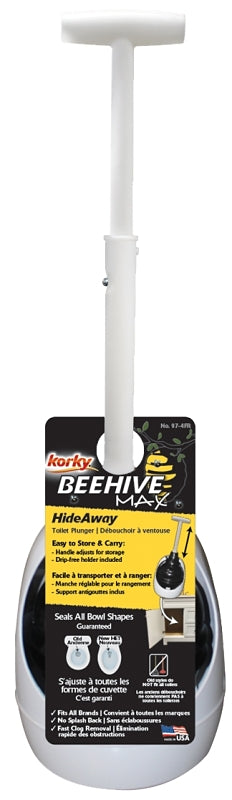 Korky 97-4FR Toilet Plunger with Holder, 6 in Cup, T Handle