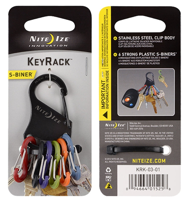 Nite Ize KRK-03-01 Key Carabiner, 2.85 in OAL, Stainless Steel, Black