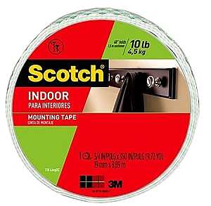 Scotch-Mount 110H-LONG-DC Mounting Tape, 350 in L, 3/4 in W, Foam Backing, White