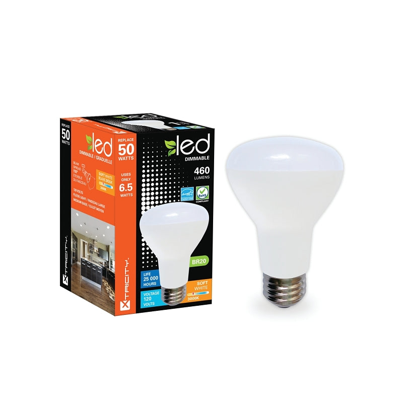 Xtricity 1-60088 LED Bulb, Flood/Spotlight, BR20 Lamp, 50 W Equivalent, Medium Lamp Base, Dimmable, Soft White Light