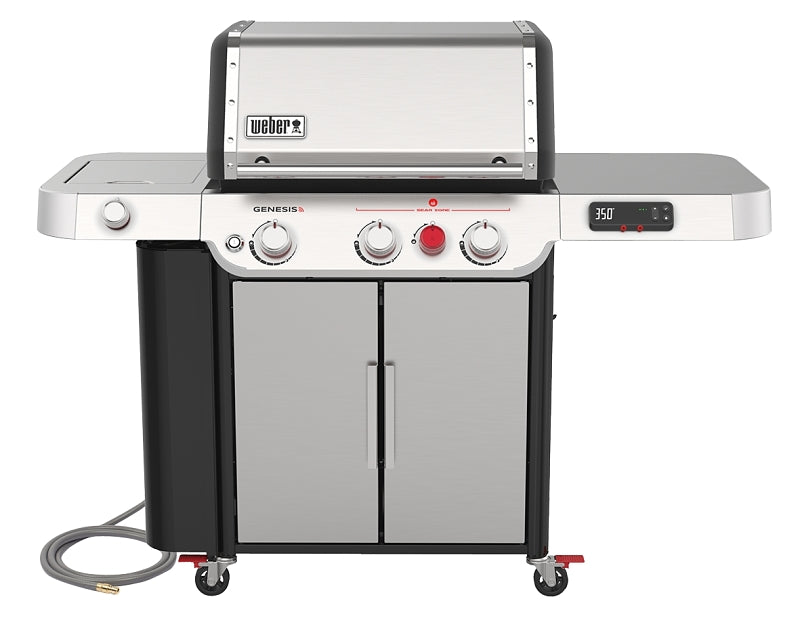 Weber GENESIS SX-335 Series 37600001 Smart Gas Grill, 39,000 Btu, Natural Gas, 3-Burner, Enclosed Cabinet Storage