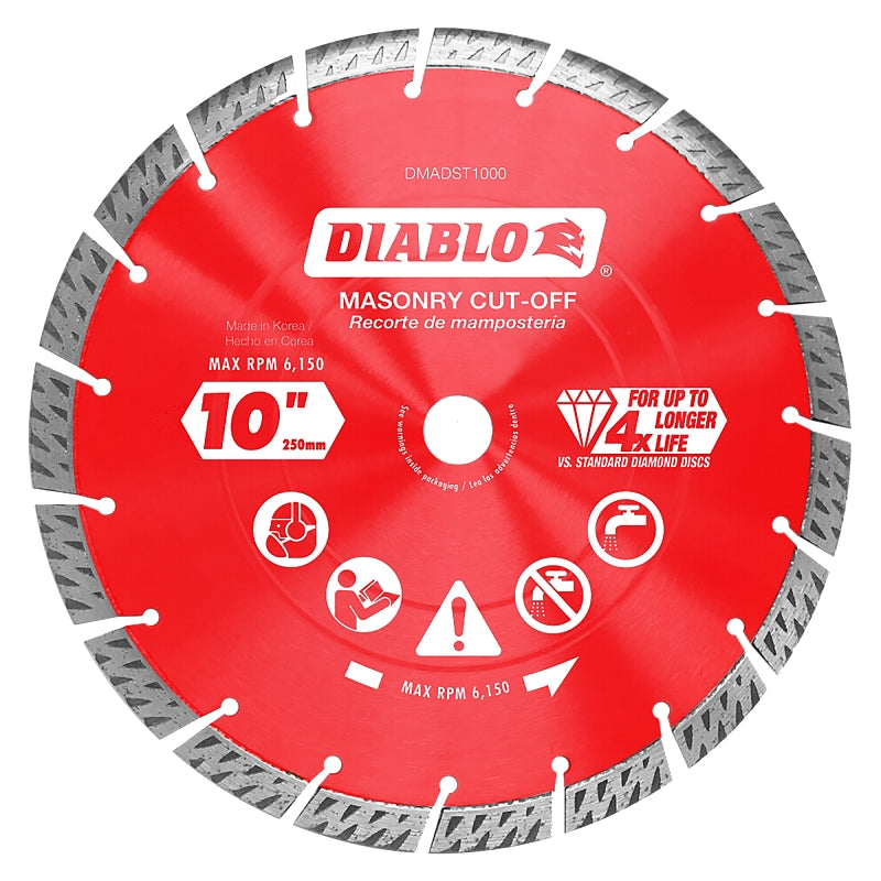 Diablo DMADST1000 Saw Blade, 10 in Dia, Segmented Rim, 1/PK