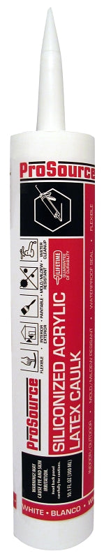 ProSource 7850200 Acrylic Sealant Caulk, White, 10.1 oz Cartridge