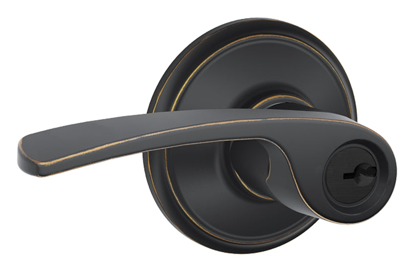 Schlage F Series F51VMER716 Entry Lever, Mechanical Lock, Aged Bronze, Metal, Residential, 2 Grade