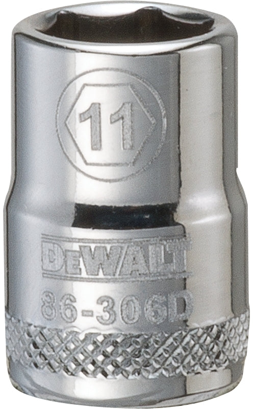 DeWALT DWMT86306OSP Hand Socket, 11 mm Socket, 3/8 in Drive, 6-Point, Vanadium Steel, Polished Chrome