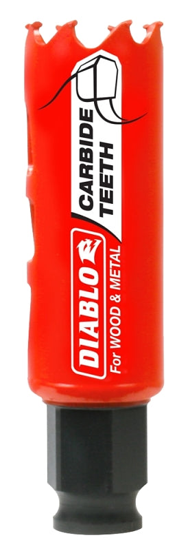 Diablo DHS1000CT GP Hole Saw, 1 in Dia, 2-3/8 in D Cutting, 3/8 in Arbor, Carbide Cutting Edge