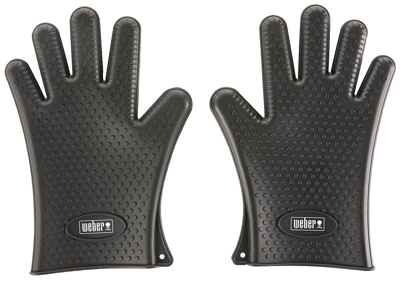 Weber 7017 Grilling Gloves, L, Silicone, Black