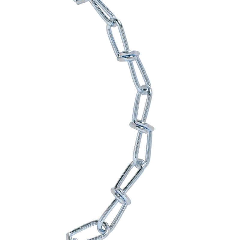 Baron 45961 Double Loop Chain, 2/0, 20 ft L, 255 lb Working Load, Low Carbon Steel, Electro Galvanized/Zinc Plated