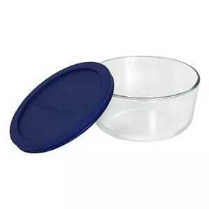 Pyrex 6017398 Storage Plus Bowl, 4 Cups, Glass/Plastic, Navy Blue