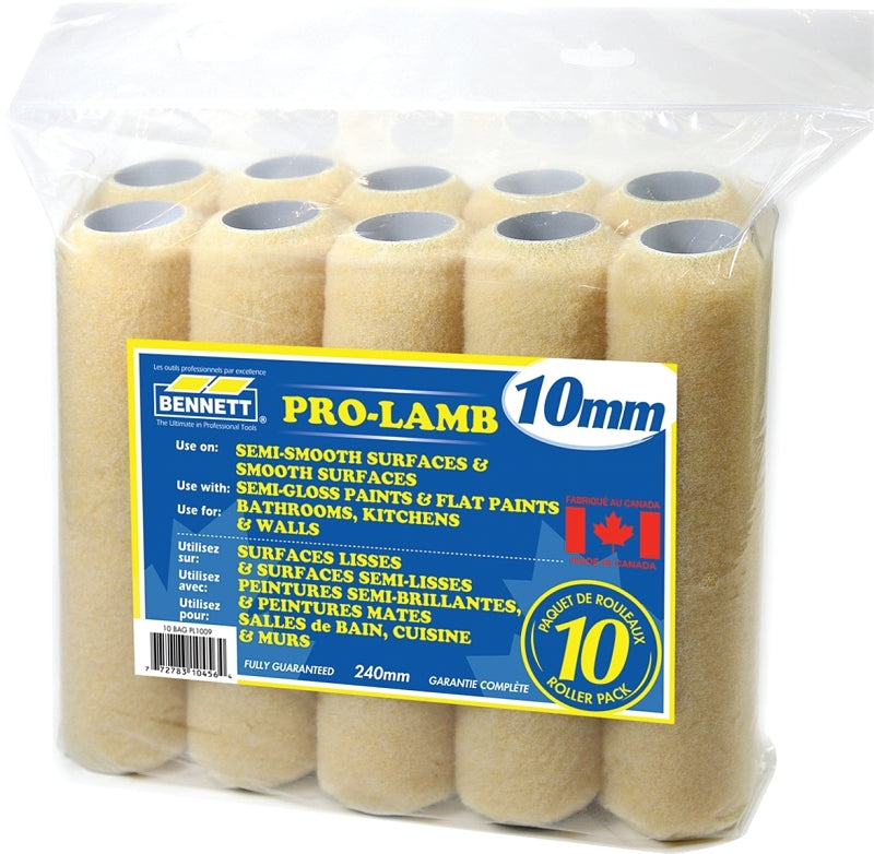 BENNETT 10 BAG PL1009 Roller Refill, 10 mm Thick Nap, 240 mm L, Fabric Cover