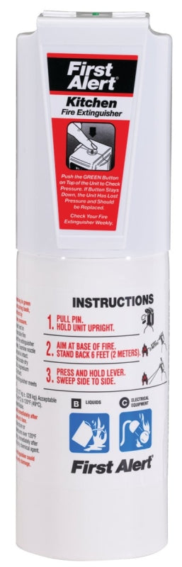 First Alert KITCHEN5 Fire Extinguisher, 1.4 lb, Sodium Bicarbonate, 5-B:C Class, Wall