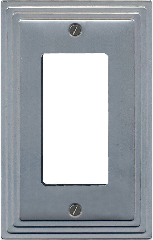 Atron AZTEC Series 65R Wallplate, 4-15/16 in L, 2-7/8 in W, 1-Gang, Metal, Satin Nickel