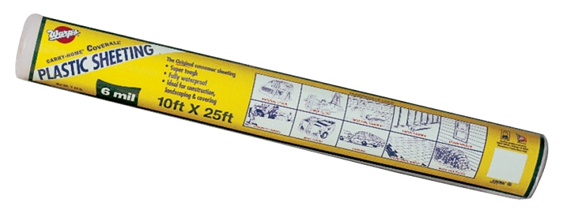 Warp's 6CH10 Poly Film, 25 ft L, 10 ft W, Clear