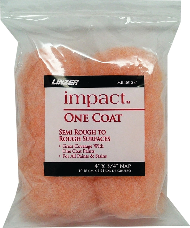 Linzer MR 105-2 4IN Paint Roller Cover, 3/4 in Thick Nap, 4 in L, Knit Fabric Cover