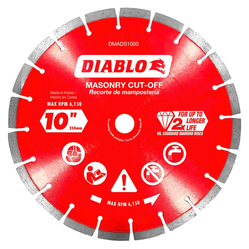 Diablo DMADS1000 Saw Blade, 10 in Dia, Segmented Rim, 1/PK