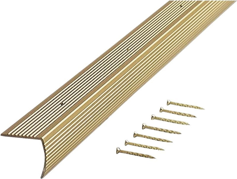 M-D 79103 Stair Edging, 73.63 in L, 1.28 in W, Aluminum, Satin Brass