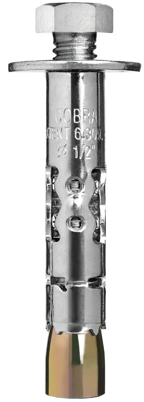 Cobra Anchors 603R Sleeve Anchor, 3/8 in Dia, 2 in L, 750 lb, Steel, Plated