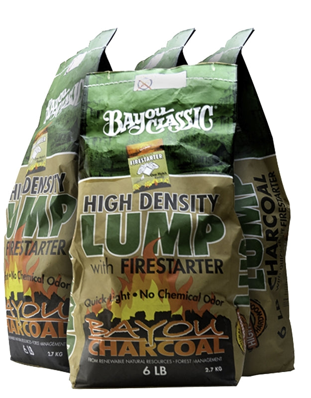 Bayou Classic 500-406 Charcoal with Firestarter, 12 min Burn Time, 6 lb Bag