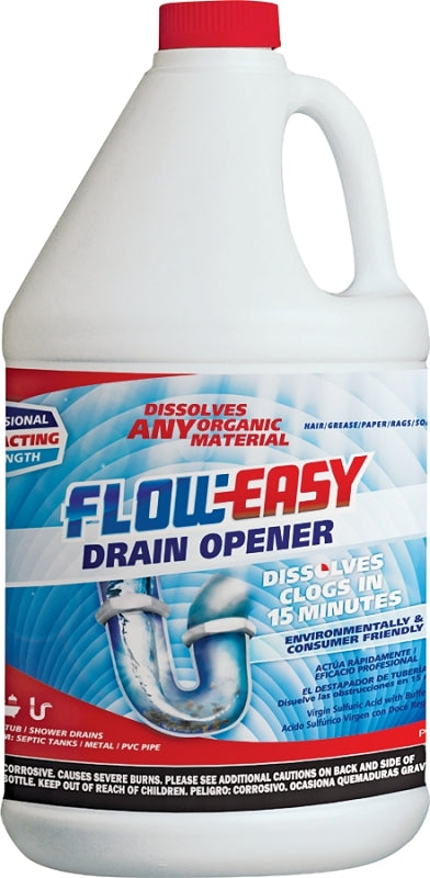 Flow-Easy FE128 Drain Opener, Liquid, Brown, 1 gal
