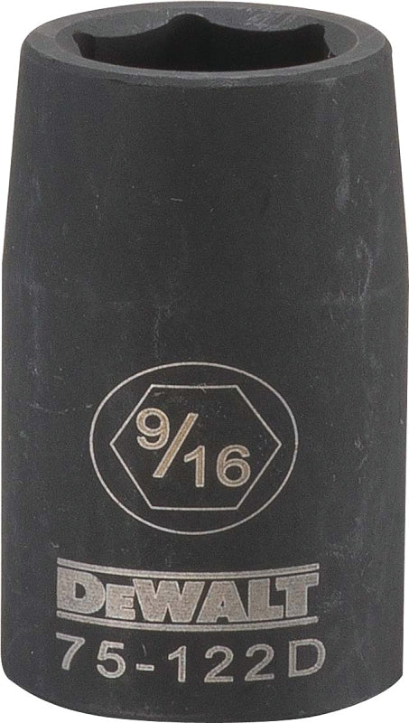 DeWALT DWMT75122OSP Deep Impact Socket, 9/16 in Socket, 1/2 in Drive, 6-Point, Steel, Black Oxide