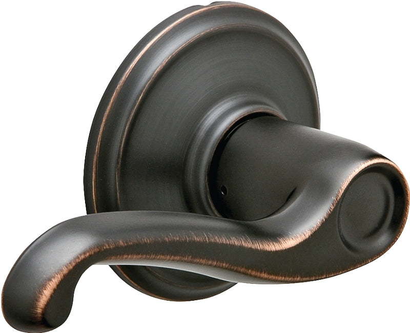 Schlage F Series F10V FLA 716 Passage Lever, Mechanical Lock, Aged Bronze, Metal, Residential, 2 Grade