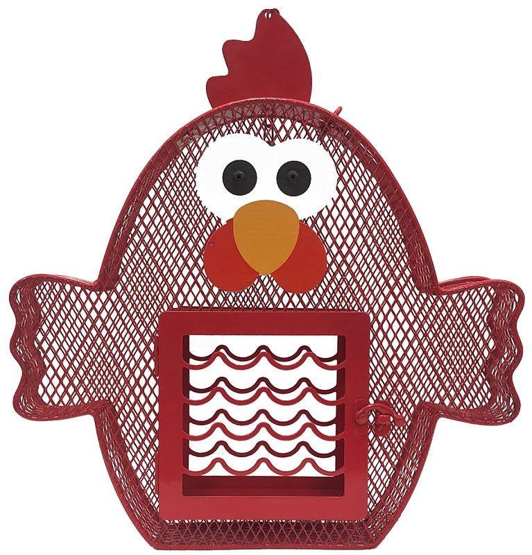 Heath 21804 Suet and Seed Cake Feeder, Whimsical Chicken, 2 lb, Steel, Hanging