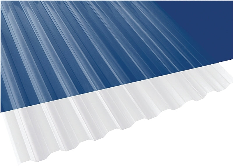 Suntuf 101698 Corrugated Panel, 10 ft L, 26 in W, Greca 76 Profile, 0.032 in Thick Material, Polycarbonate, Clear