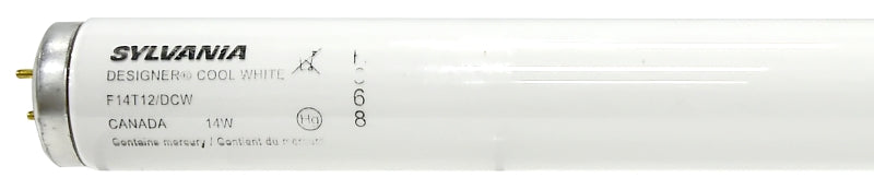 Sylvania 21536 Fluorescent Bulb, 14 W, T12 Lamp, Medium Lamp Base, 648 Lumens, 4100 K Color Temp, Cool White Light