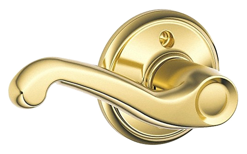 Schlage F Series F170FLA605LH Left Hand Dummy Lever, Mechanical Lock, Bright Brass, Metal, Residential, Left Hand