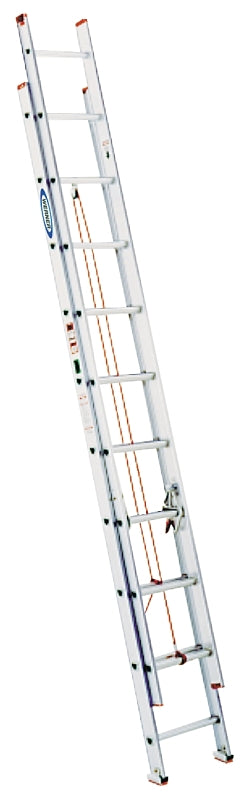 Werner D1120-2 Extension Ladder, 19 ft H Reach, 200 lb, Aluminum