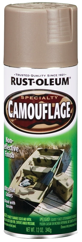 Rust-Oleum 1917830 Camouflage Spray Paint, Ultra Flat, Khaki, 12 oz, Can