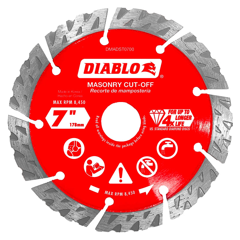 Diablo DMADST0700 Saw Blade, 7 in Dia, Segmented Rim, 1/PK
