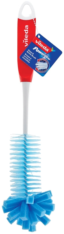 Vileda Powerfibers 148218 Glass and Bottle Brush, Red/White