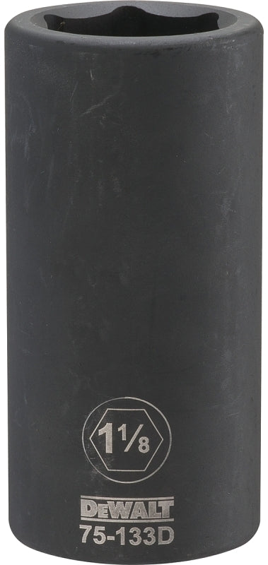 DeWALT DWMT75133OSP Impact Socket, 1-1/8 in Socket, 3/4 in Drive, 6-Point, CR-440 Steel, Black Oxide