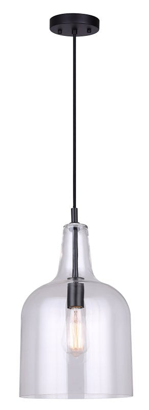 Canarm KEEVA IPL1059A01BK Pendant Light, 120 V, 60 W, 1-Lamp, Type A Lamp, Metal Fixture, Black Fixture