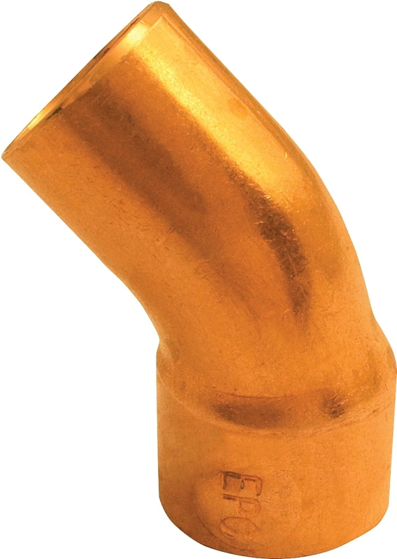 Elkhart Products 31202 Street Pipe Elbow, 3/4 in, Sweat x FTG, 45 deg Angle, Copper