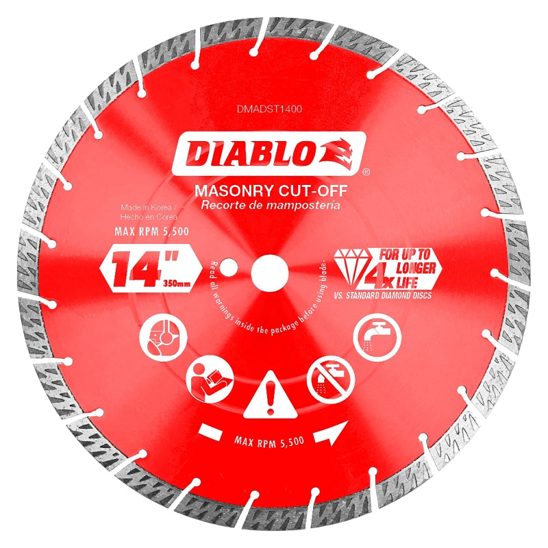 Diablo DMADST1400 Saw Blade, 14 in Dia, Segmented Rim, 1/PK