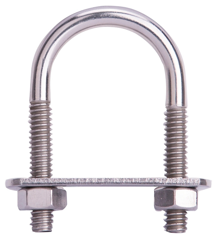 ProSource LR357 U-Bolt, 1/4 in Thread, 1-1/4 in L Thread, Stainless Steel, Stainless Steel