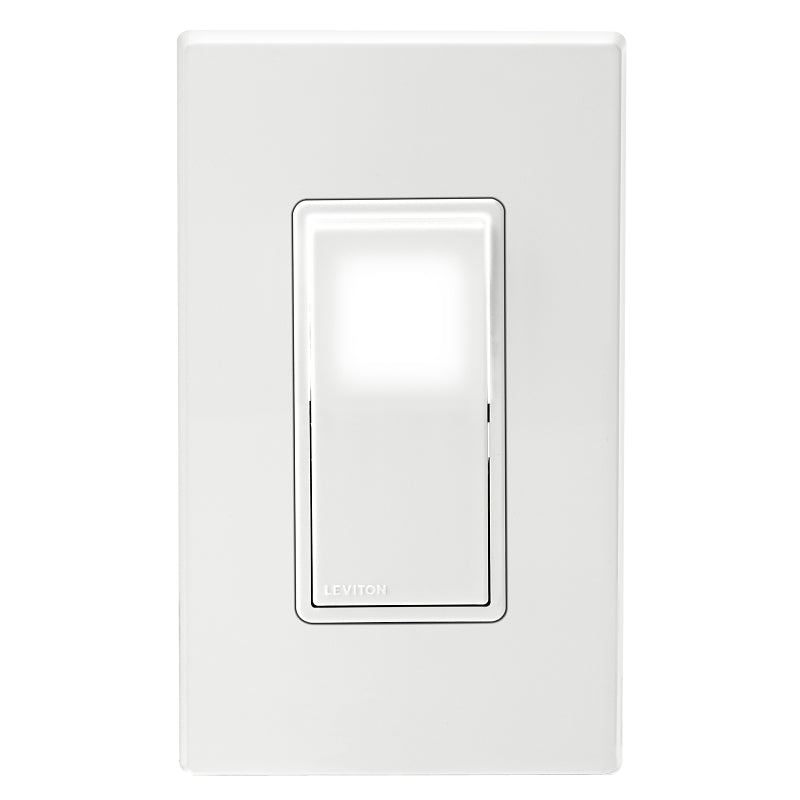 Leviton C32-05674-02W Rocker Switch with Wallplate, 15 A, 120/277 V, 3-Way, Lead Wire Terminal, White