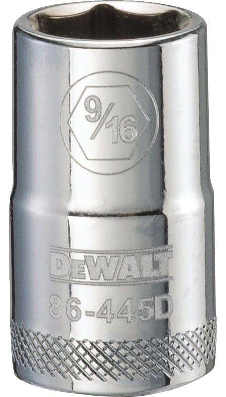 DeWALT DWMT86445OSP Drive Socket, 9/16 in Socket, 1/2 in Drive, 6-Point, Steel, Polished Chrome Vanadium