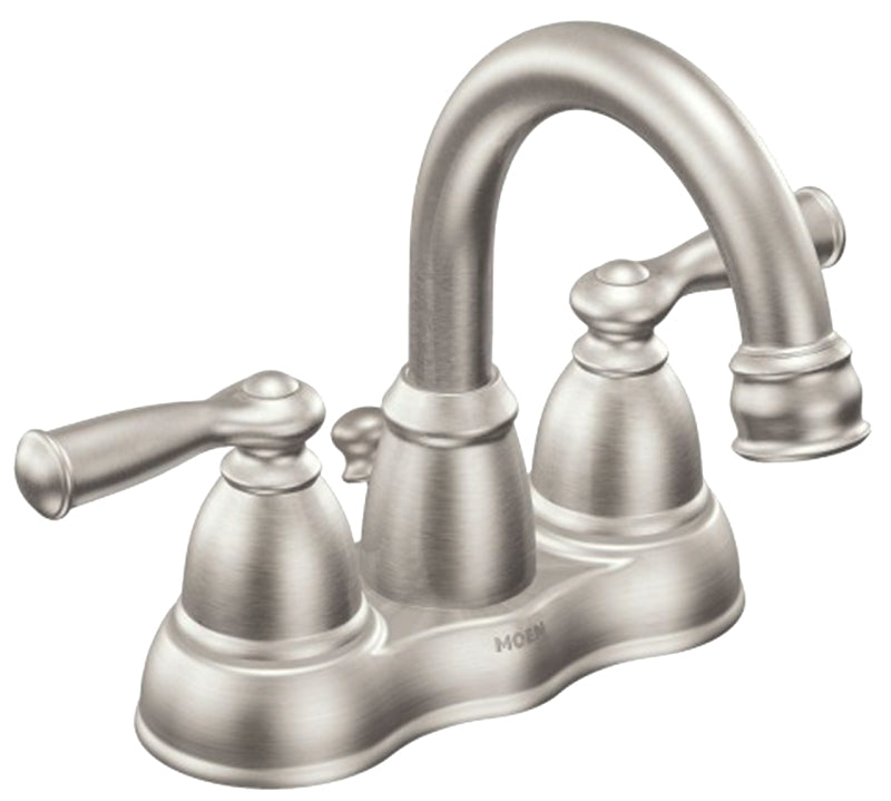 Moen Banbury Series WS84913SRN Bathroom Faucet, 1.2 gpm, 2-Faucet Handle, Metal, Brushed Nickel, Lever Handle